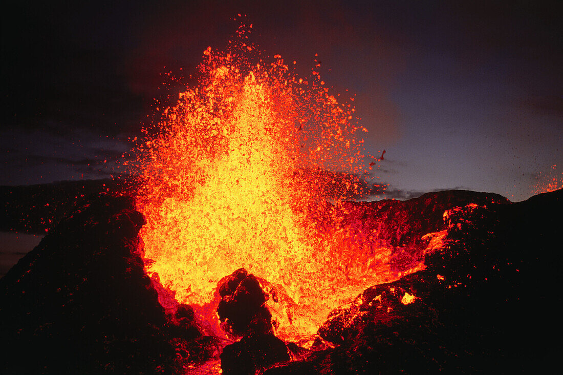Volcano Piton de la Fournaise, 1998 eruption. Reunion Island