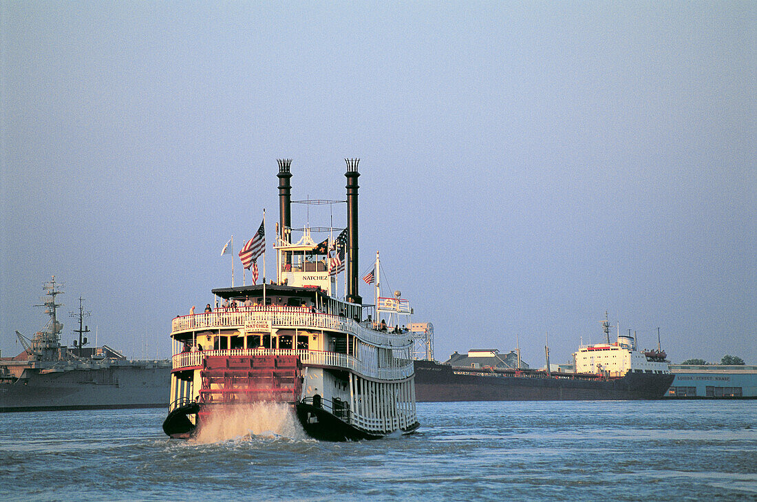 Historical steamboat on Mississippi river. Louisiana. USA