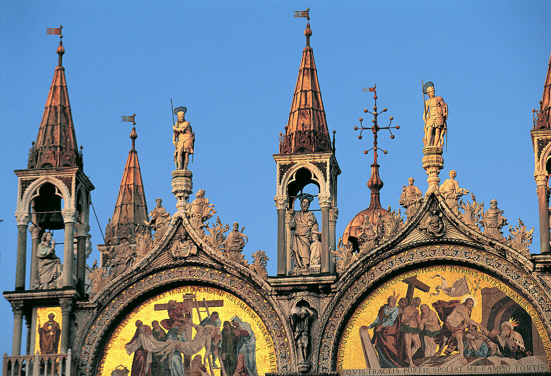 Detail of facade of St. Mark s basilica. Venice. Italy