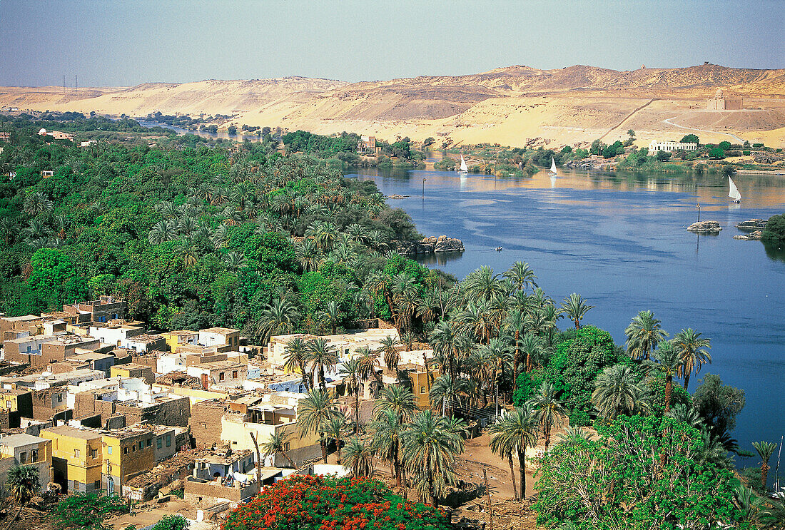 The Nile and Elephantine Island. Aswan. Egypt