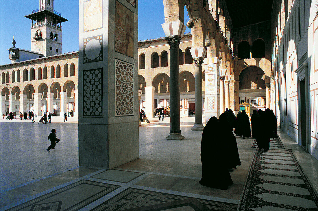 Veiled women. Great Mosque. Damascus. Syria