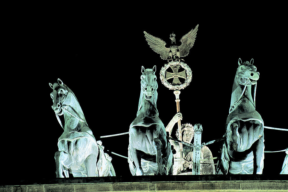Brandenburg Gate, detail of the Quadriga. Berlin. Germany