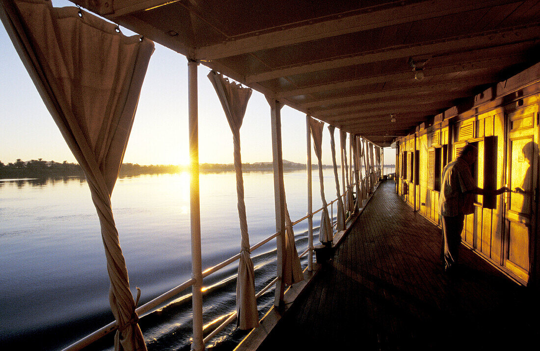 Steamboat built in 1890 at Nile River during sunrise. Egypt