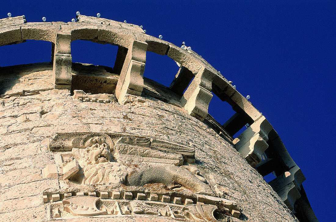 Relief of Venetian lion on the main tower of the fortified ramparts. Korcula Island. Croatia