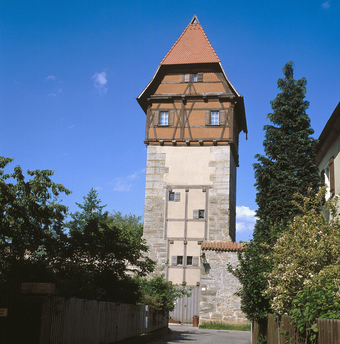 Tower at the city walls in Dinkelsbuhl. Franconia. Bavaria. Germany