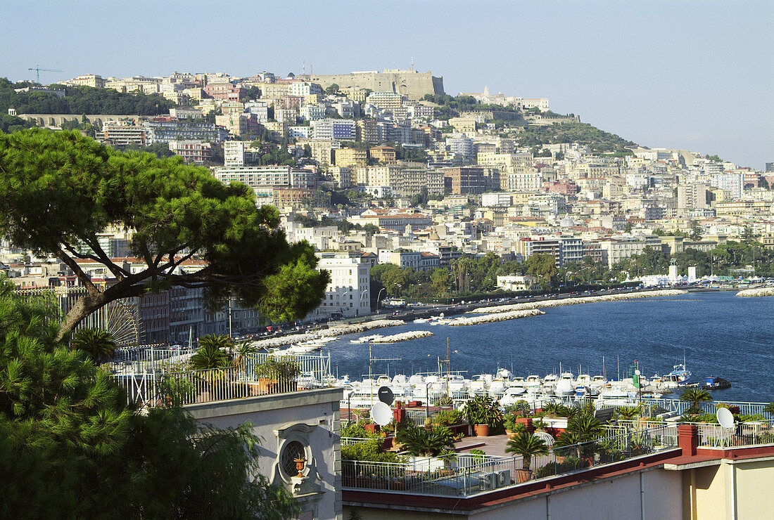 Town and Capodimonte. Naples bay. Campania. Italy