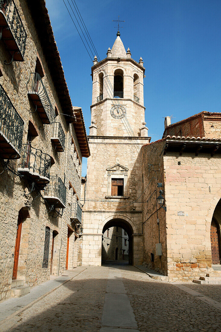 Cristo Rey square. Cantavieja. Maestrazgo, Teruel province. Spain