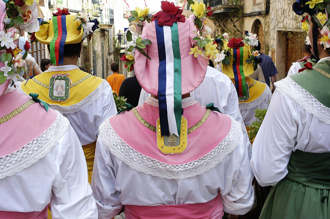 Cossiers folk dances, San Bartolomé festival. Montuiri. Majorca, Balearic Islands. Spain