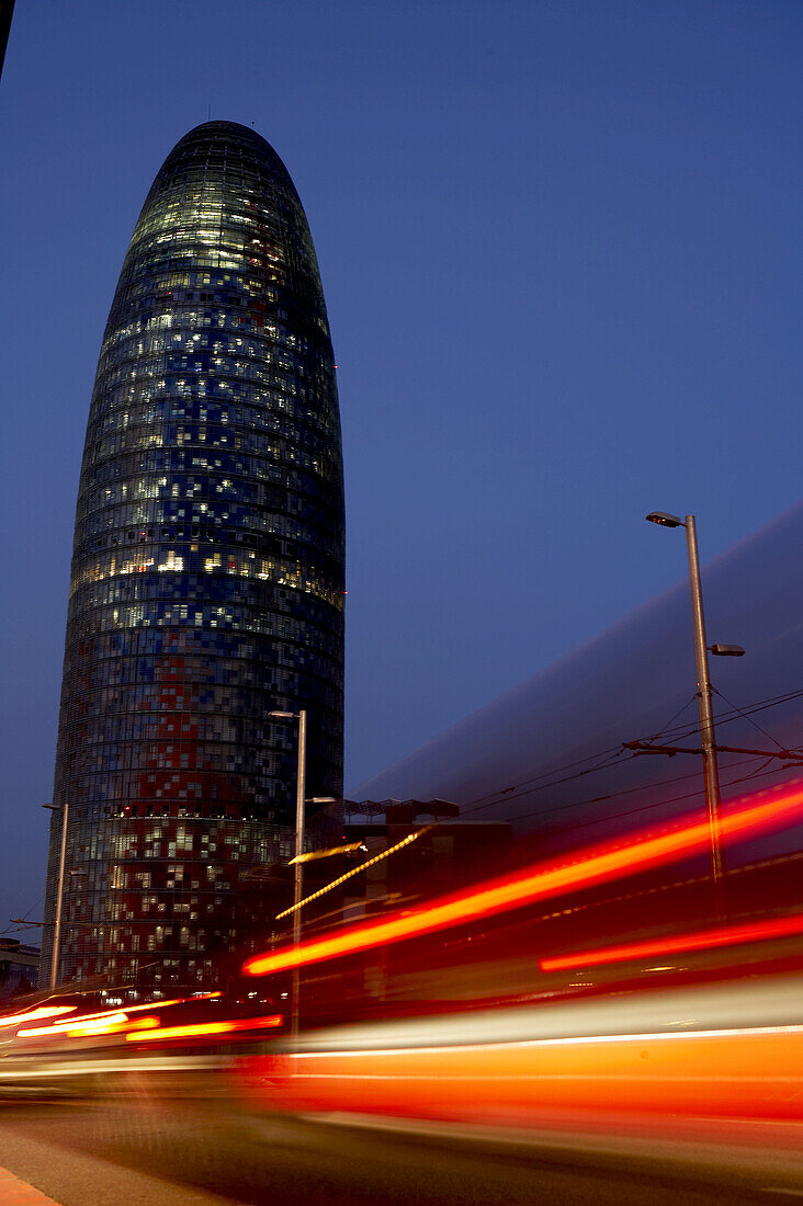Jean Nouvel s Agbar Tower at nigth, Barcelona. Catalonia, Spain