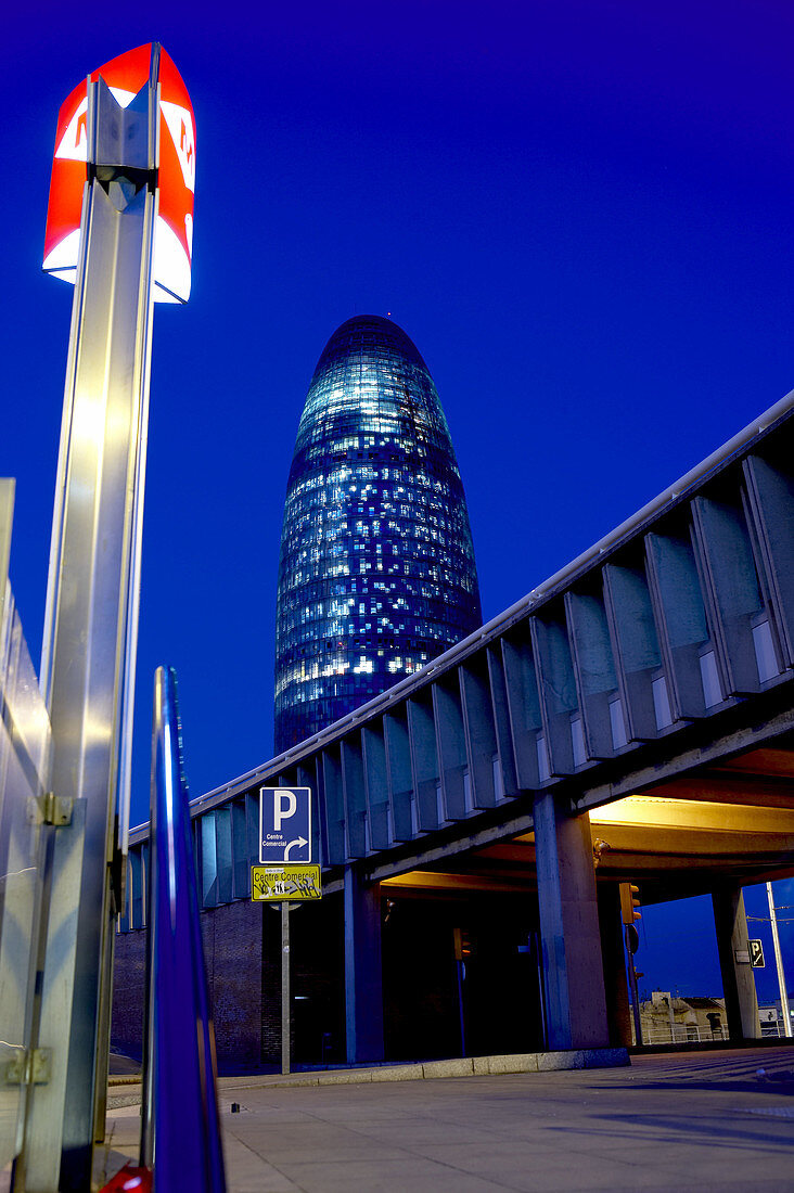 Jean Nouvel s Agbar Tower at nigth, Barcelona. Catalonia, Spain