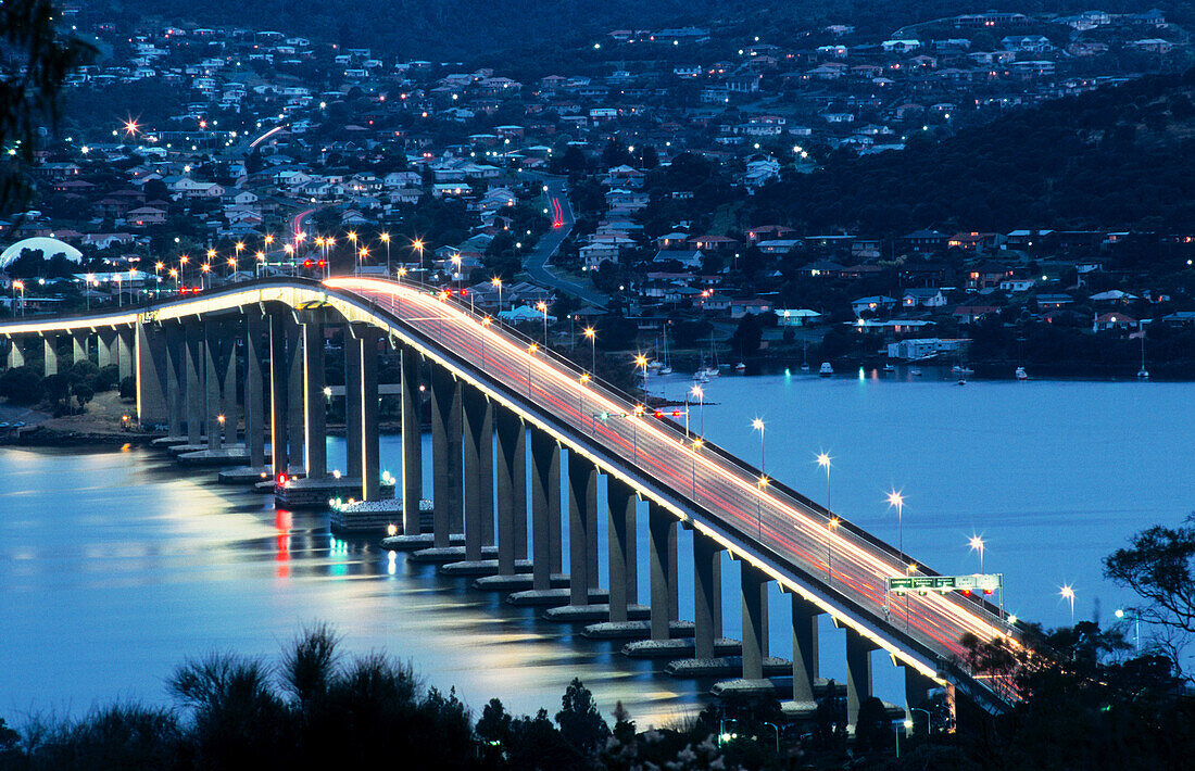 Tasman Bridge over Derwent River estuary. Hobart. Australia