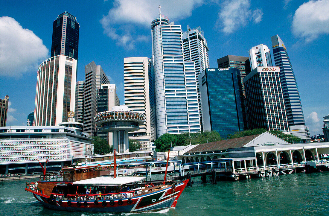 Clifford Pier and the Financial District in the background. Singapore.