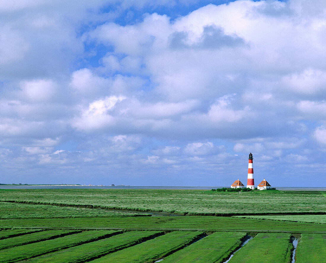 Lighthouse in Westerhever. Schleswig Holstein. Germany
