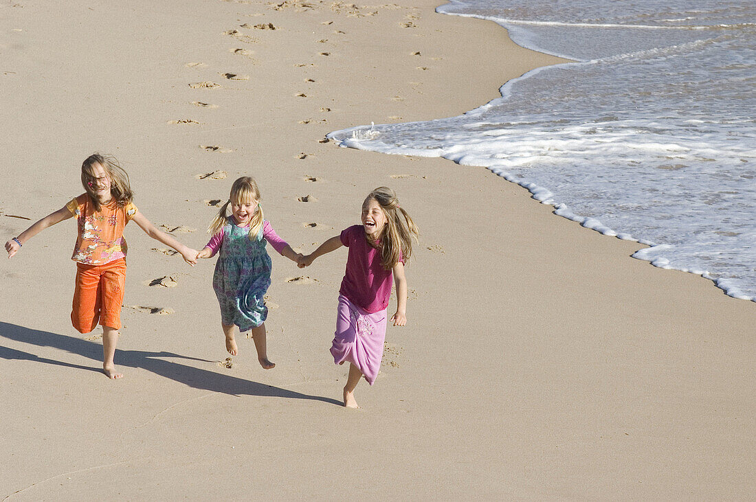 dren, Coast, Coastal, Color, Colour, Companion, Companions, Contemporary, Daytime, Exterior, Exuberance, Exuberant, Female, Full-body, Full-length, Fun, Girl, Girls, Hand holding, Hand-holding, Happin