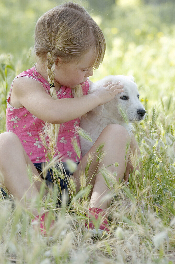  Caress, Caresses, Caressing, Caucasian, Caucasians, Child, Childhood, Children, Color, Colour, Companion, Companions, Contemporary, Country, Countryside, Daytime, Dog, Dogs, Exterior, Fair-haired, F