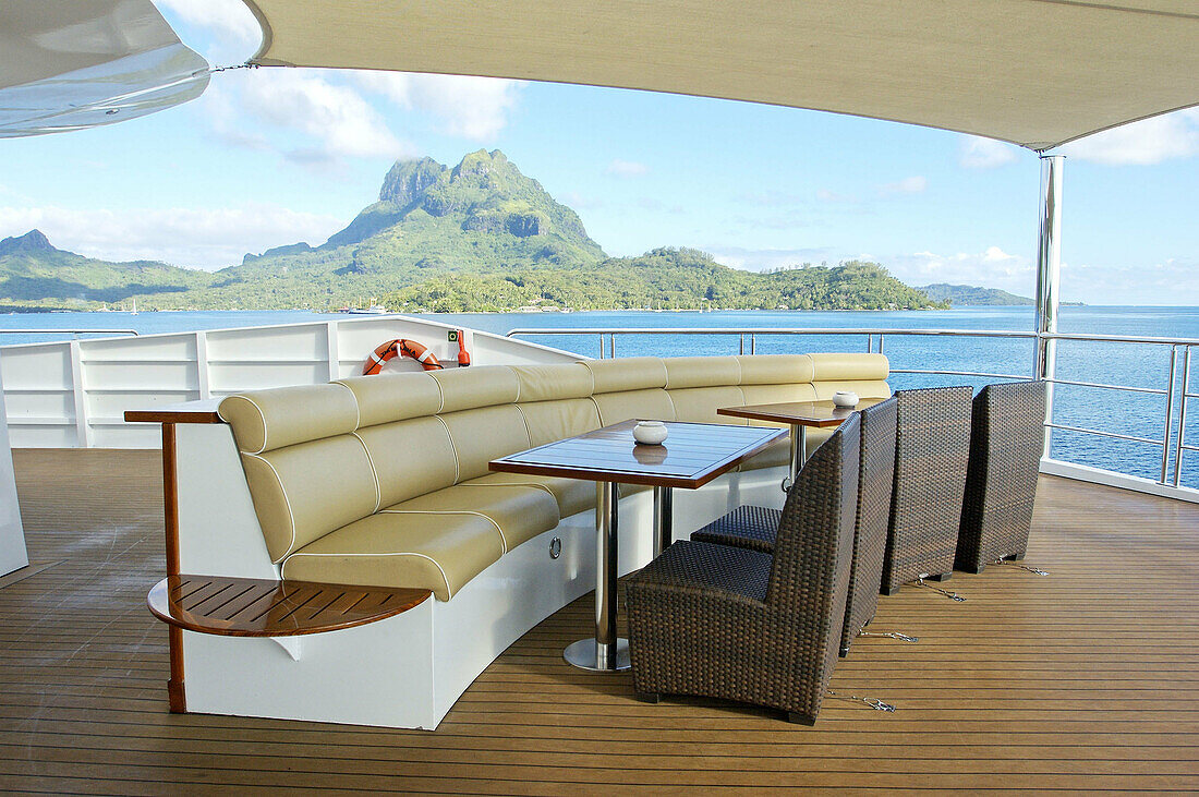 Cruise on the luxury 30 cabins yacht Tia Moana . Leeward islands. French Polynesia. South Pacific.