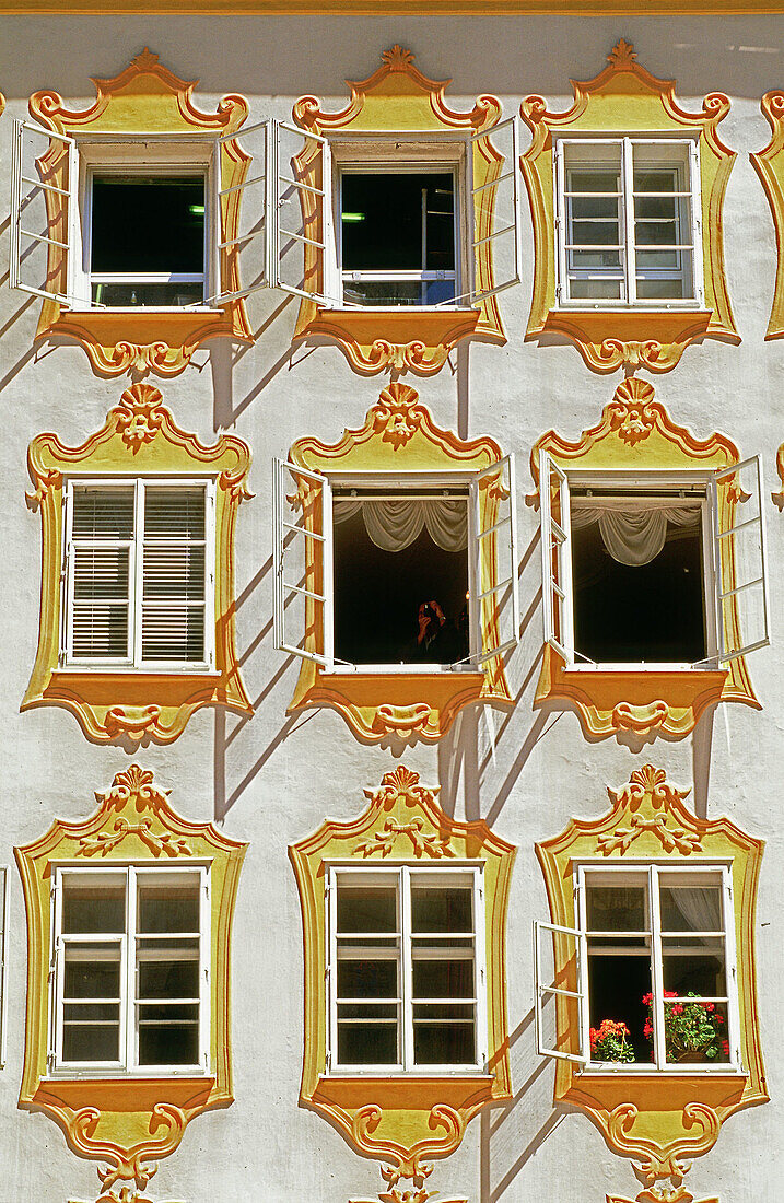 Baroque painted facade. Salzburg. Austria