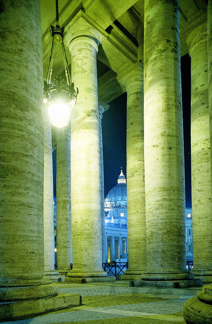 St Peters square and Bernini columnade in Vatican. City of Rome. Lazio. Italy