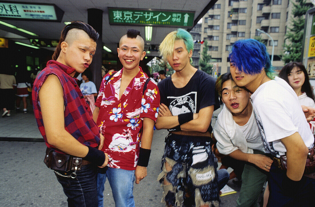 Young punk people in Harajuku park on Sunday, Tokyo. Japan
