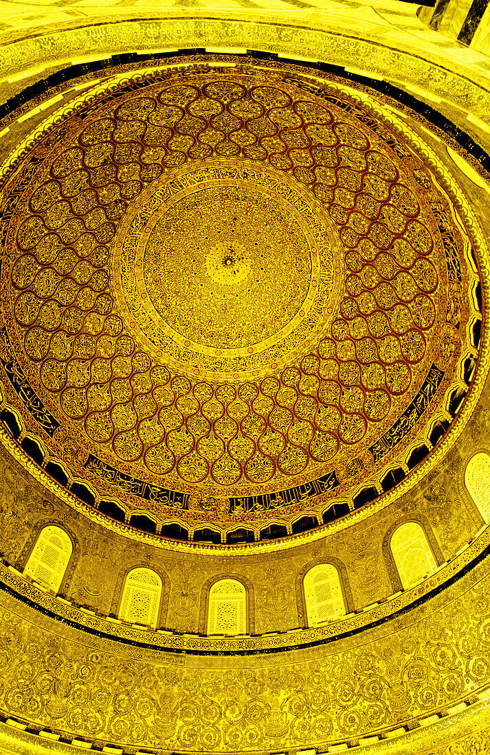 Interior of Omar mosque dome, Jerusalem. Israel
