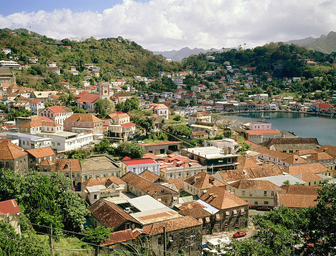 Overview on St George s, the capital. Grenada island, Caribbean. British West Indies
