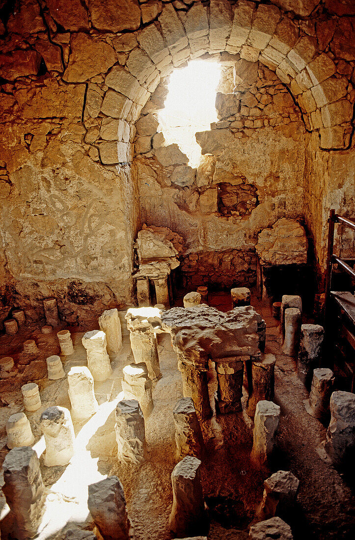 Hot bath room, ruins of ancient Massada fortress by the Dead Sea. Israel