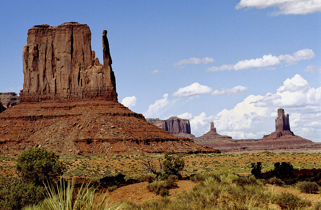 Landscape of red mesas. Monument valley, Navajo reservation. Utah. United states (USA)