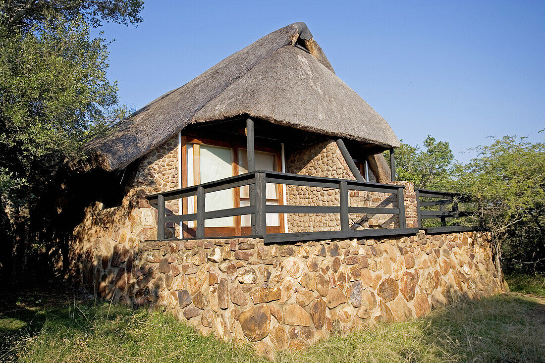 A bungalow. The luxurious Phinda Lodge located in a private 17000 hectares private park. Kwazulu-Natal province. South Africa