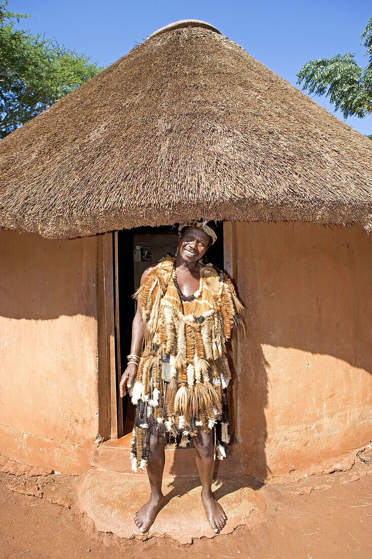 Mr Alfred the village chief. Traditional zulu craft center of Thembalethu. Kwazulu-Natal province. South Africa
