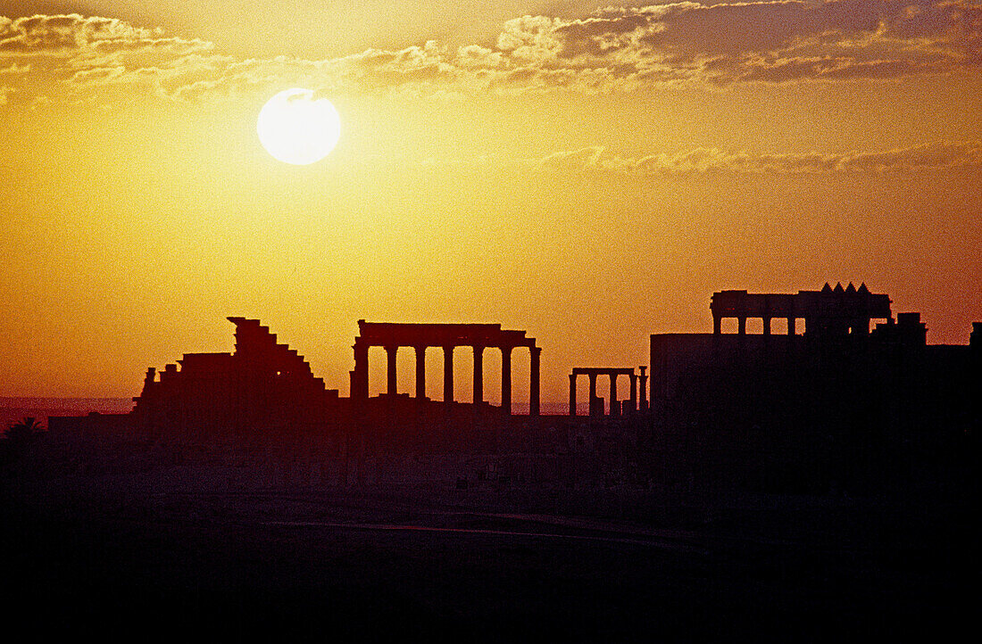 Ruins of the Bel temple. Ancient roman city in the Palmyra oasis. Syria