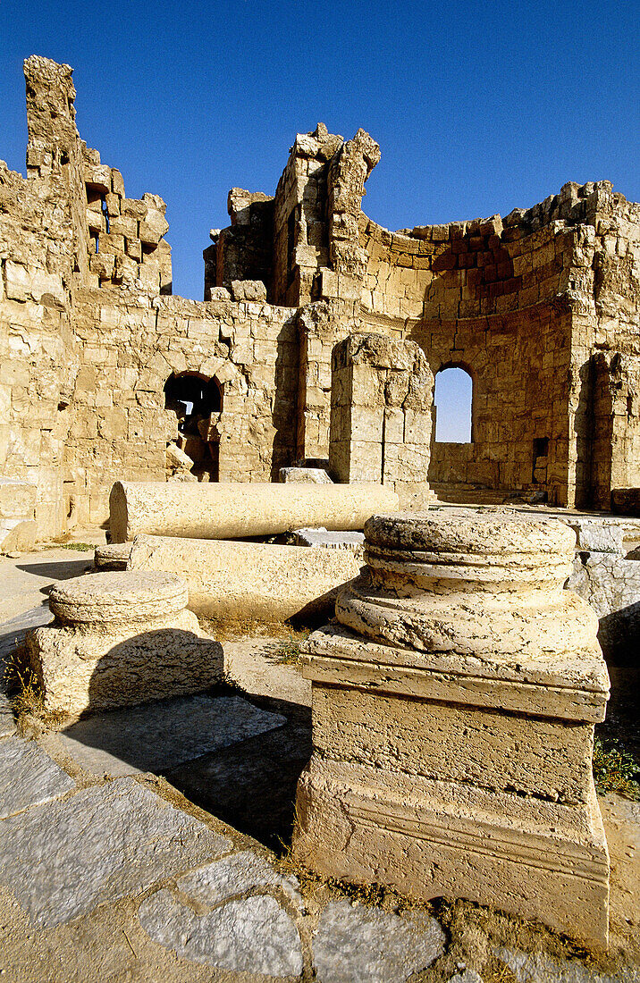 Ruins of church at fortress, old Roman city. Risafe. Syria