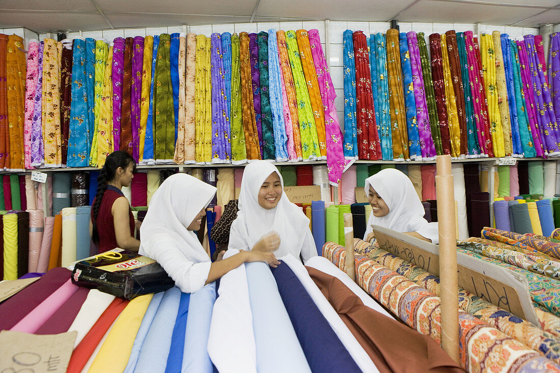 Fabrics shop in Chinatown, Kuching. Sarawak, Borneo. Malaysia