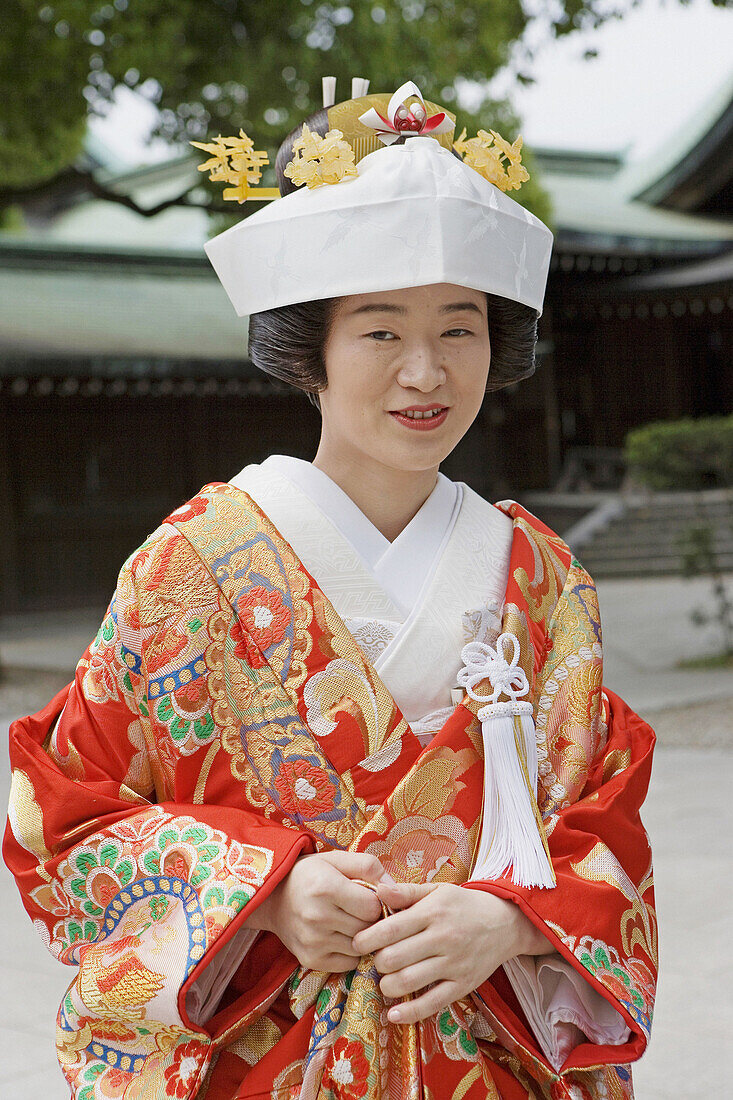 Traditional wedding in the Meiji Shrine on Sunday, Tokyo. Japan