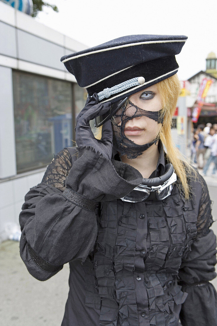 Teenage hipsters dressed in a provocative way meeting on Sunday in Yoyogi Park in Harajuku, Tokyo. Japan