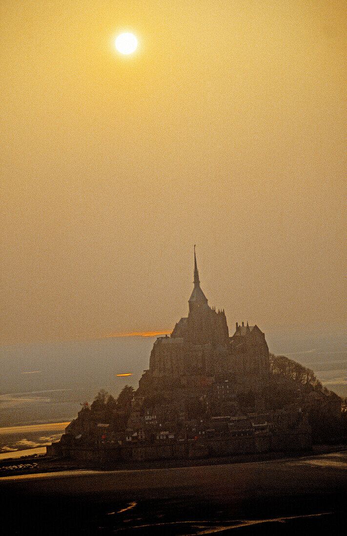 Aerial of Mont St. Michel. Normandy. France