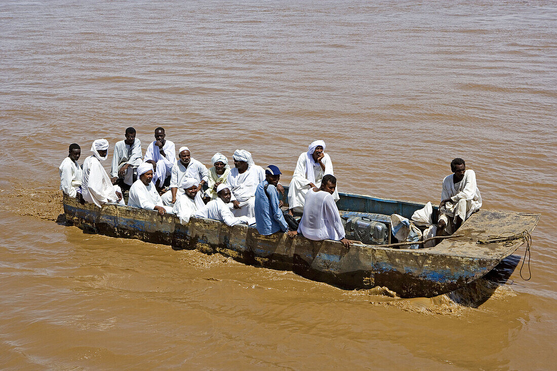 Ferry on Nile River from Sesebi to Dalgo. Upper Nubia, Sudan