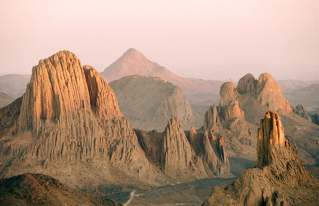 Assekrem Pass in the Atakor Massif, where priest Charles de Foucault used to stay in an ermitage in 1911. Hoggar Mountains. Sahara. Algeria.