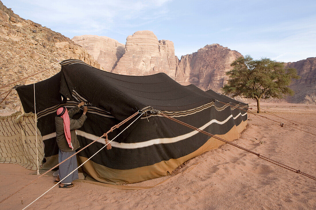 Bedouin tent. Wadi Rum desert. Kingdom of Jordan