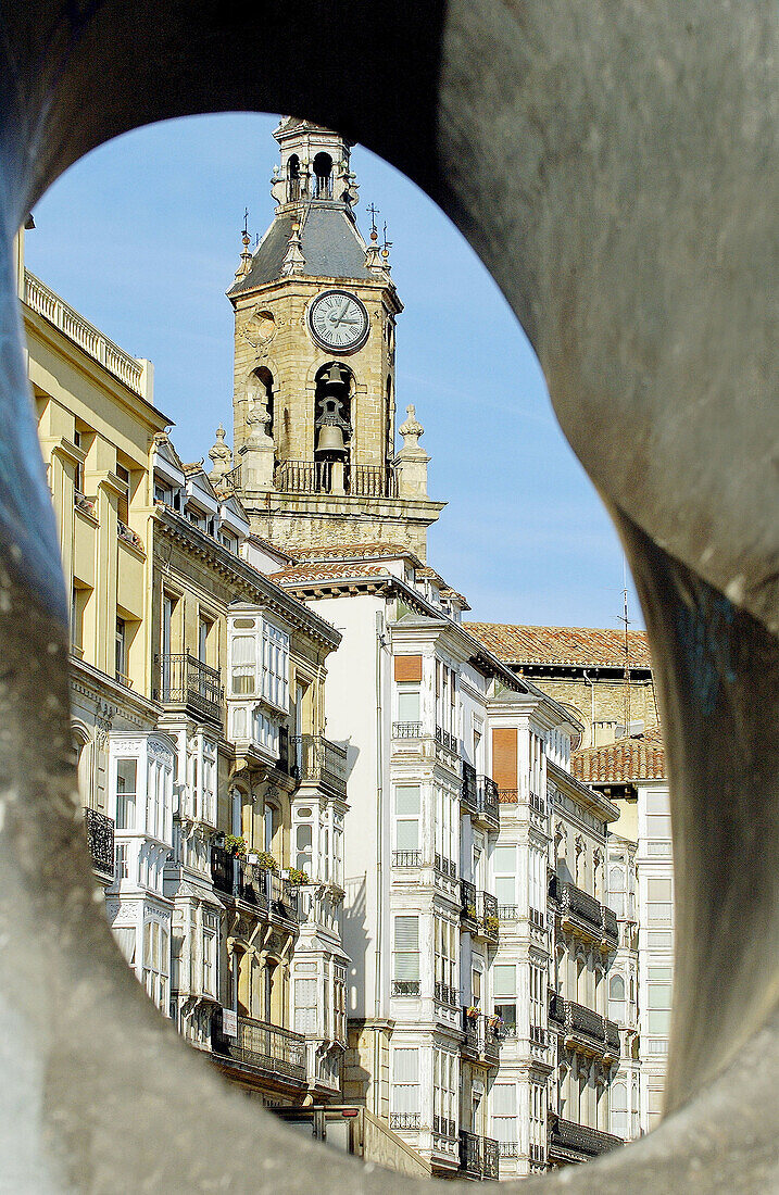 Church of San Miguel and Plaza de la Virgen Blanca square. Vitoria, Álava province. Euskadi, Spain