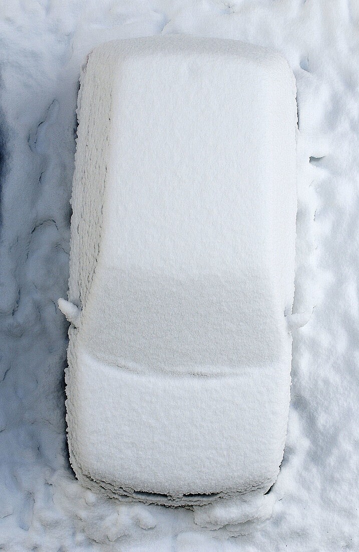 Snow covered parking. Legazpi. Guipúzcoa, Spain
