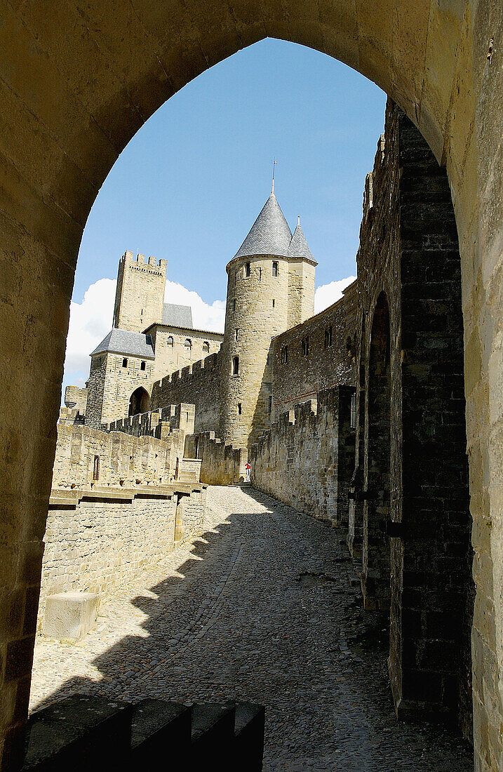 La Cité, Carcassonne medieval fortified town. Aude, Languedoc-Roussillon, France