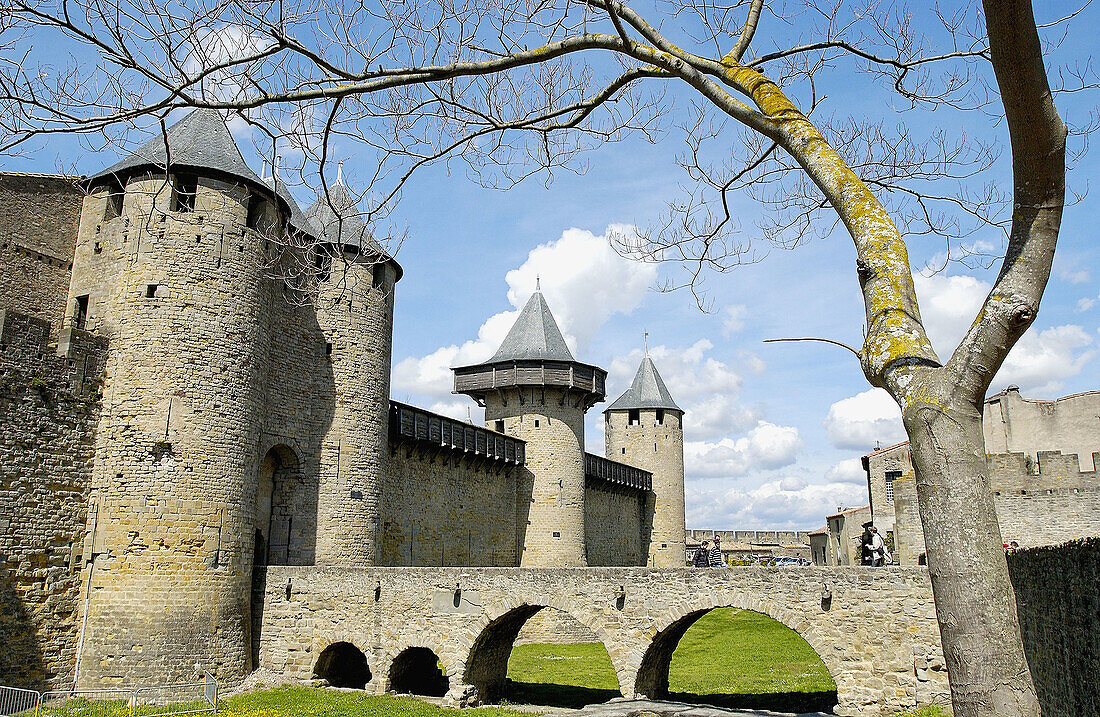 La Cité, Carcassonne, mittelalterliche Festungsstadt. Aude, Languedoc-Roussillon, Frankreich