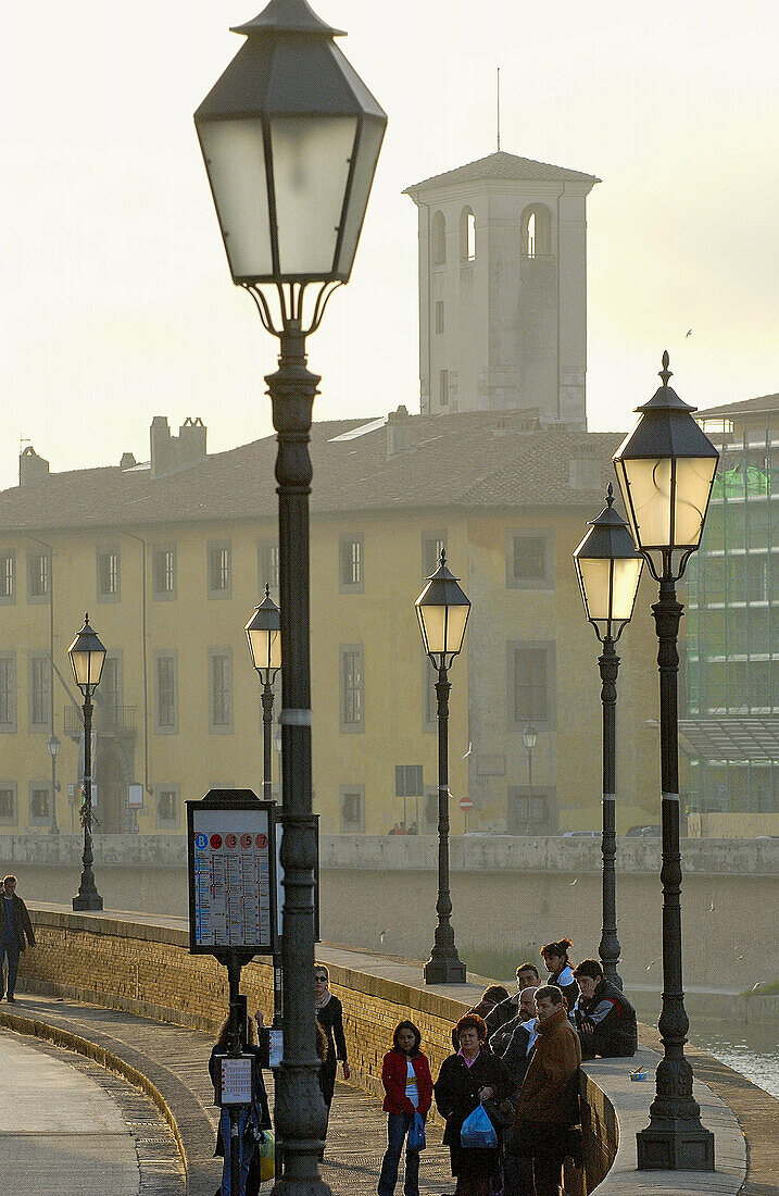 Lungarno Gambacorti (boulevard along Arno River). Pisa. Tuscany, Italy