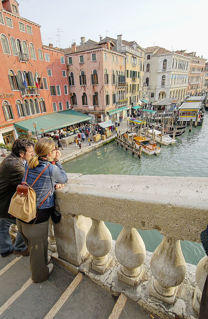 Rialto Bridge on Grand Canal. Venice. Veneto, Italy