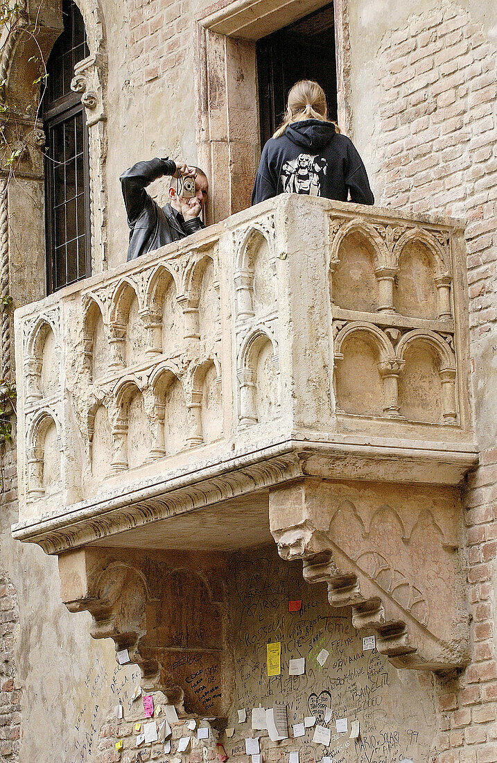 Balkon von Julias Haus. Verona. Venetien, Italien