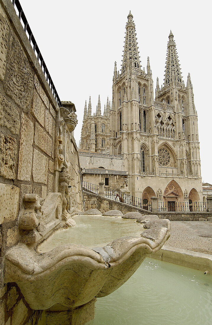 Hauptfassade der Kathedrale. Platz Santa María. Burgos. Kastilien und León. Spanien