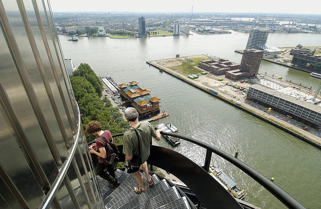 Nieuwe Maas river from Euromast, park and Coolhaven. Rotterdam. Netherlands