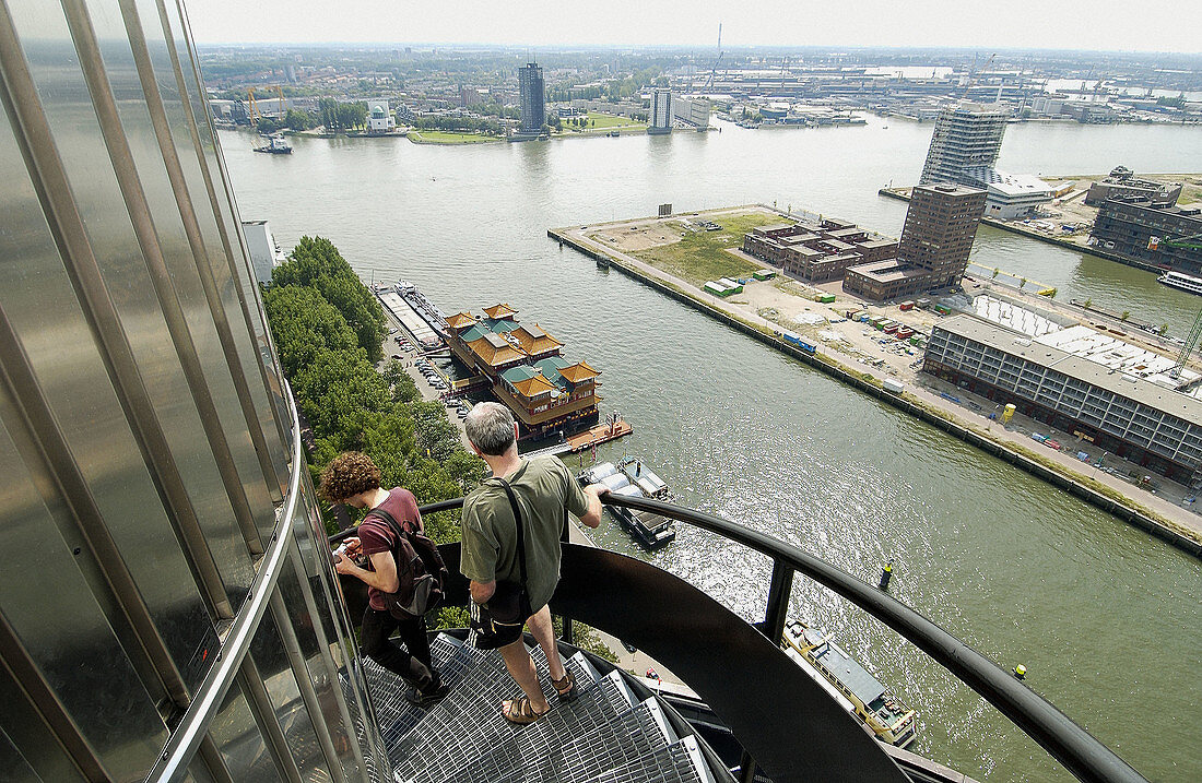 Nieuwe Maas von Euromast, Park und Coolhaven. Rotterdam. Niederlande