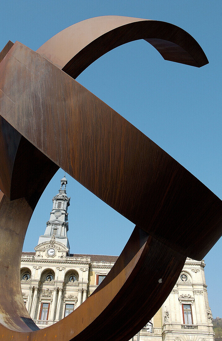 Variante ovoide de la desocupación de la esfera , sculpture by Jorge Oteiza. City Hall. Bilbao. Bizkaia. Euskadi. Spain.