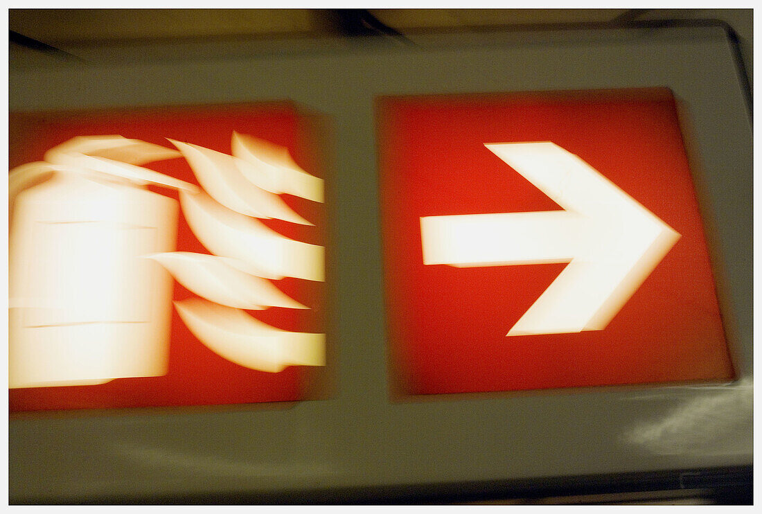  Arrow, Arrows, Close up, Close-up, Closeup, Color, Colour, Concept, Concepts, Direction, Exit, Exits, Fire, Fire exit, Fire exits, Fire extinguisher, Fire extinguishers, Fires, Idea, Ideas, Information, Red, Sign, Signs, Special effects, Symbol, Symbols,